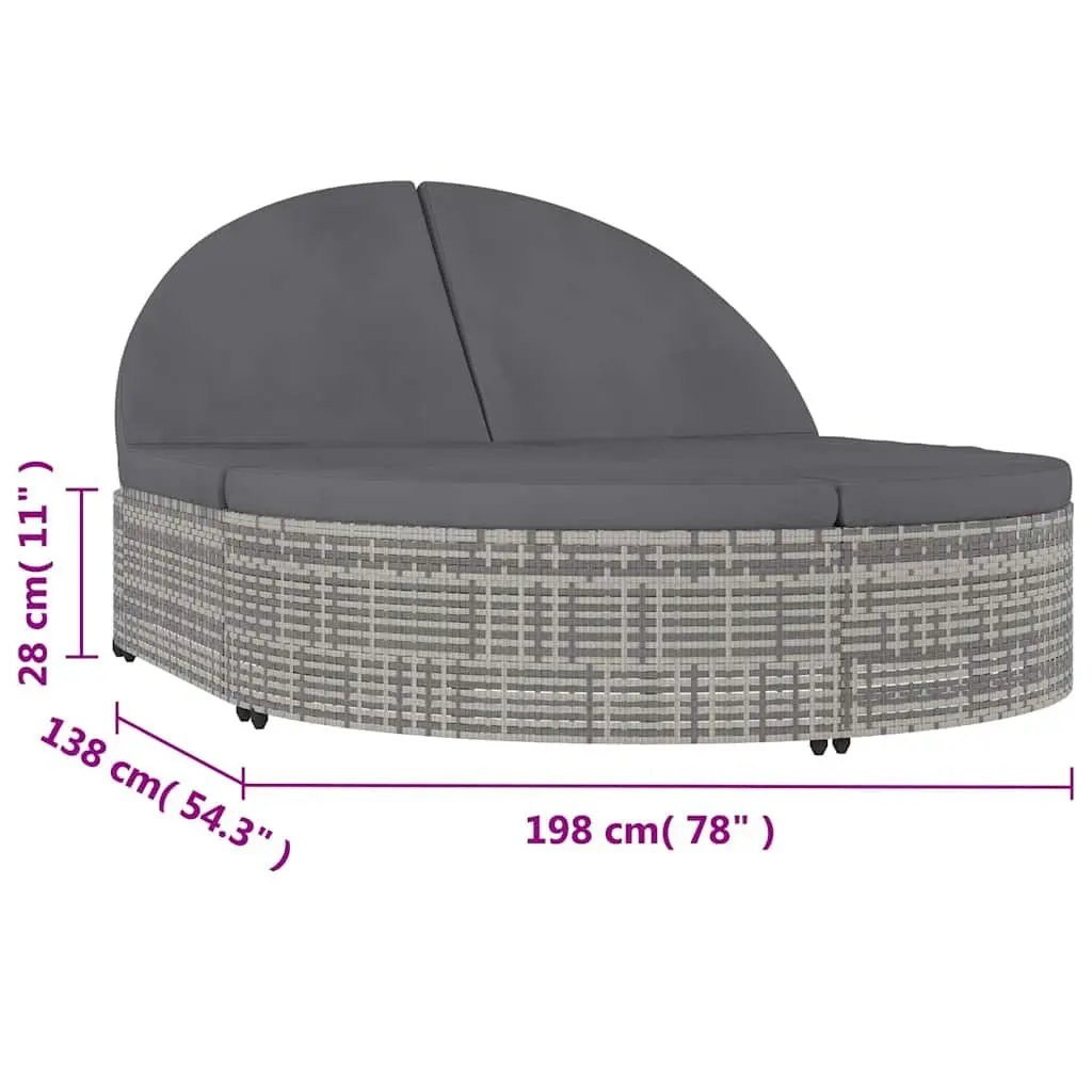 Outdoor Sun Lounger for Garden and Patio 2 Person Adjustable Grey