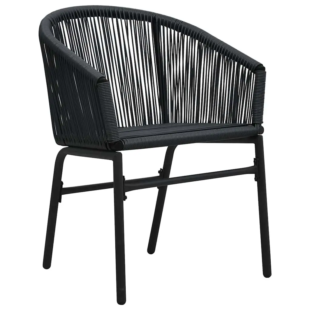 Black Rattan Chairs Set 2 pcs with Cushions Included