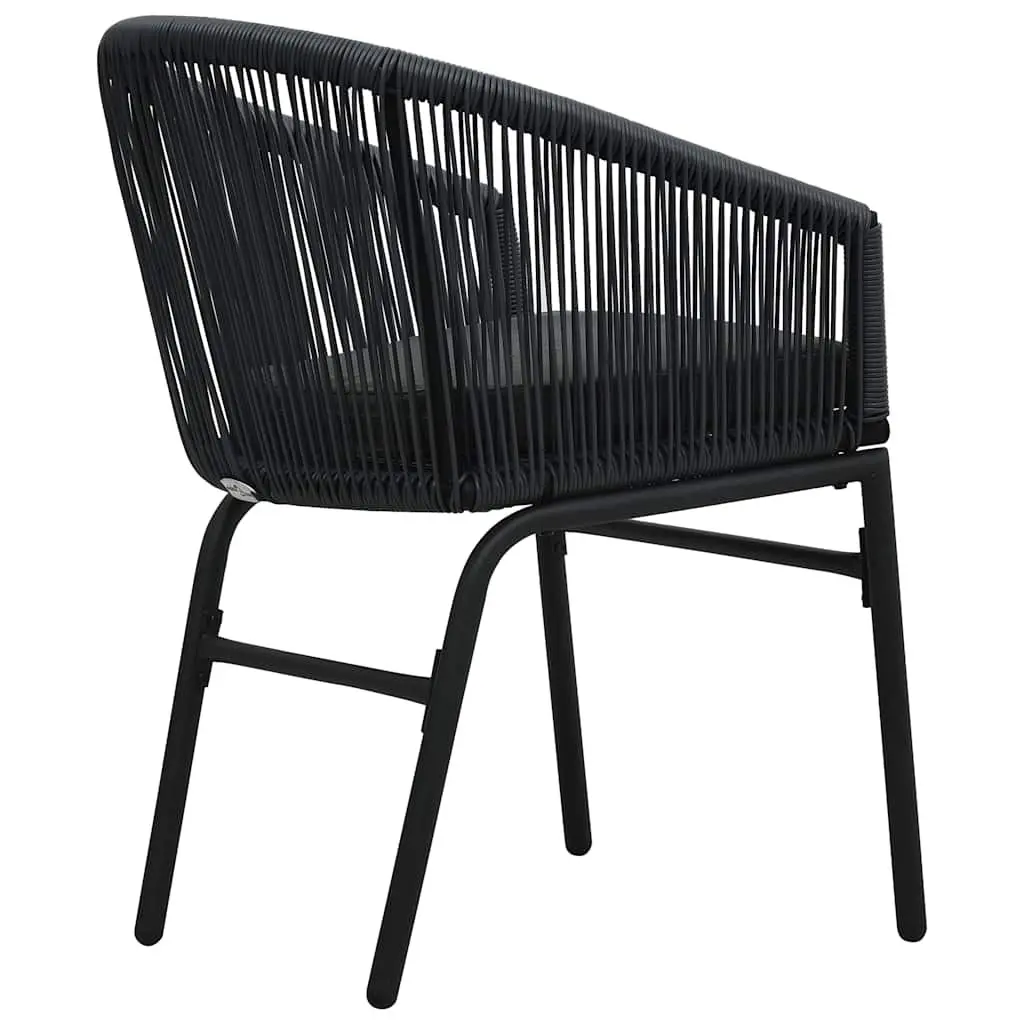 Black Rattan Chairs Set 2 pcs with Cushions Included