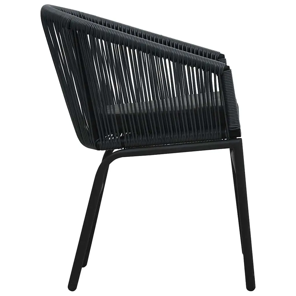 Black Rattan Chairs Set 2 pcs with Cushions Included
