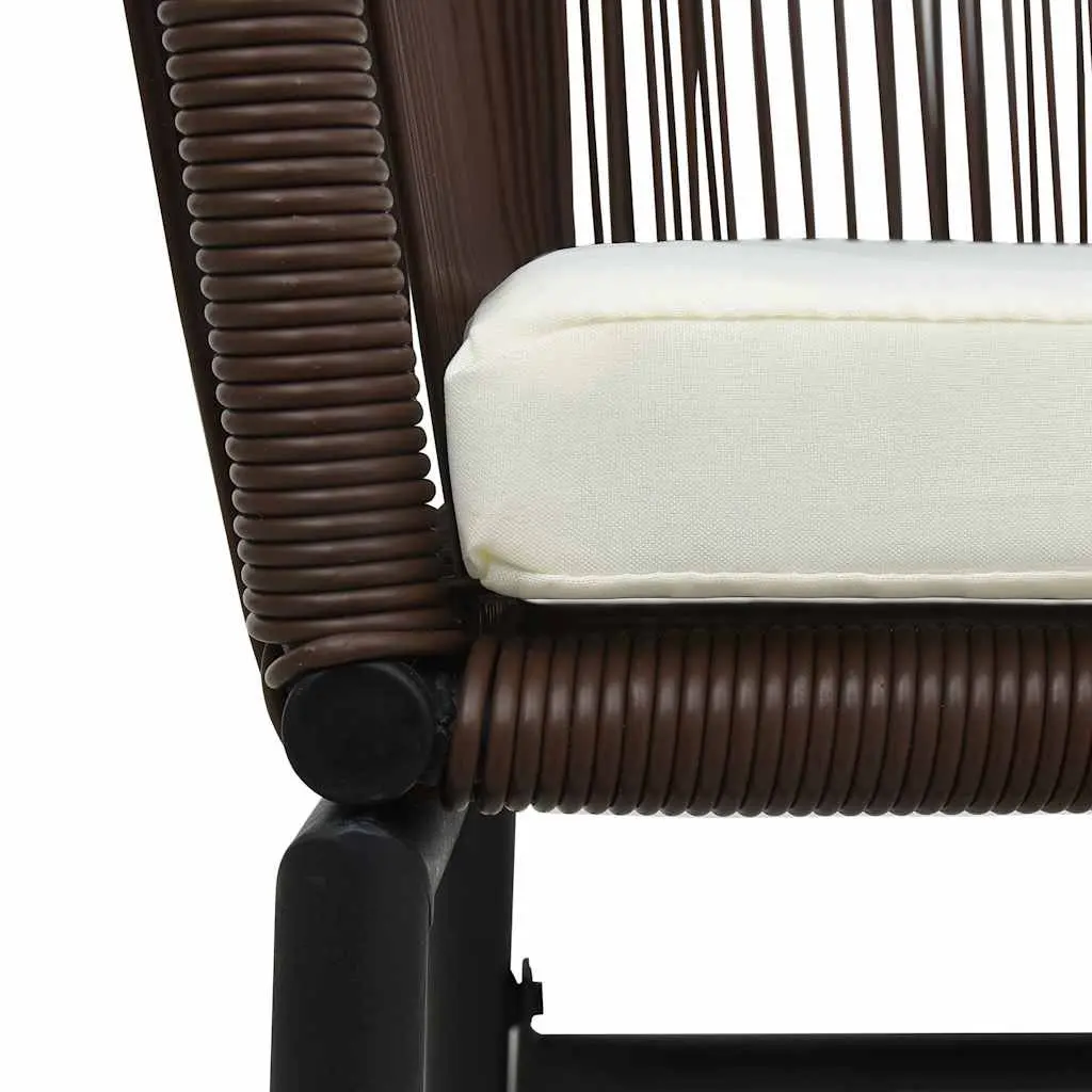 Outdoor Chairs 2 Piece Set Brown Rattan Garden Seating with Cushions Patio