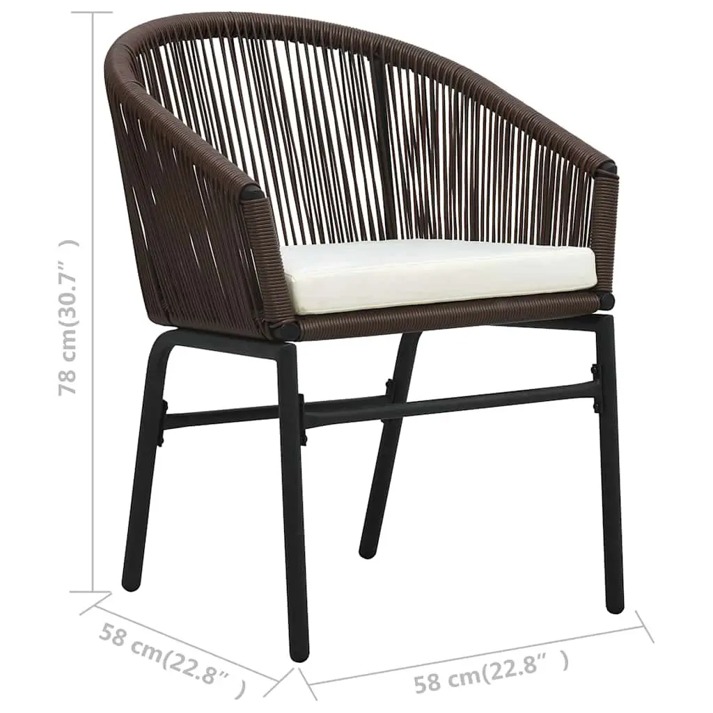 Outdoor Chairs 2 Piece Set Brown Rattan Garden Seating with Cushions Patio