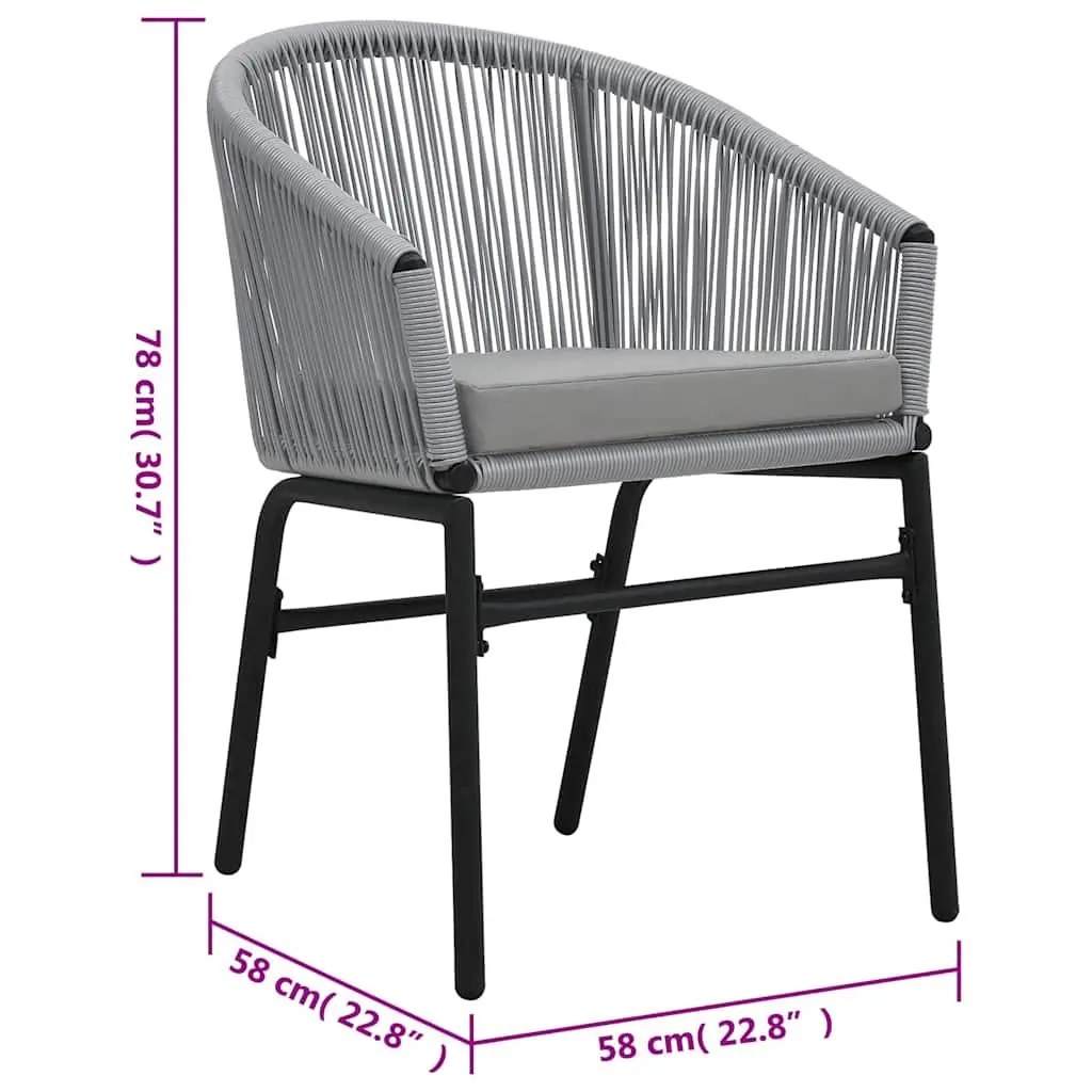 Outdoor Chairs for Garden 2 pcs Grey PE Rattan with Cushions