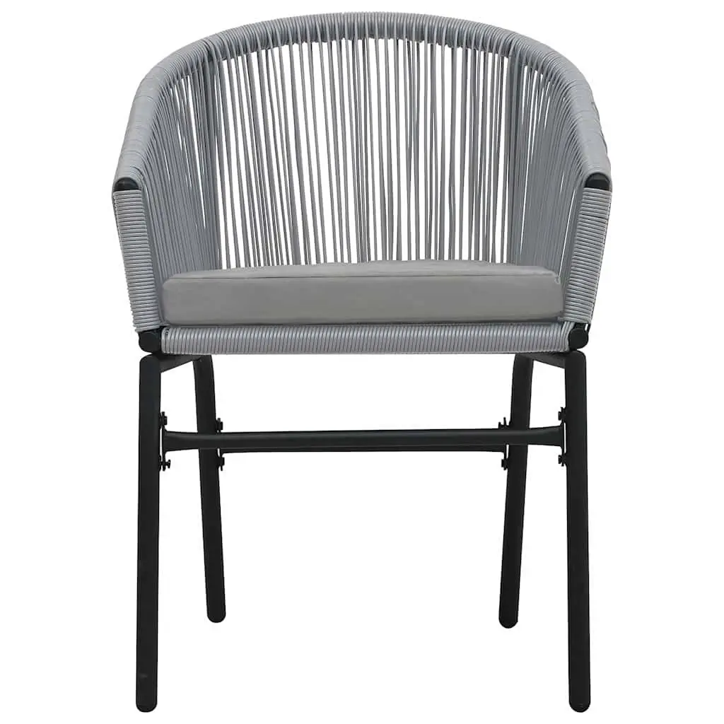 3 Piece Bistro Lounge Set Outdoor Grey PE Rattan Chairs Side Table Cushions