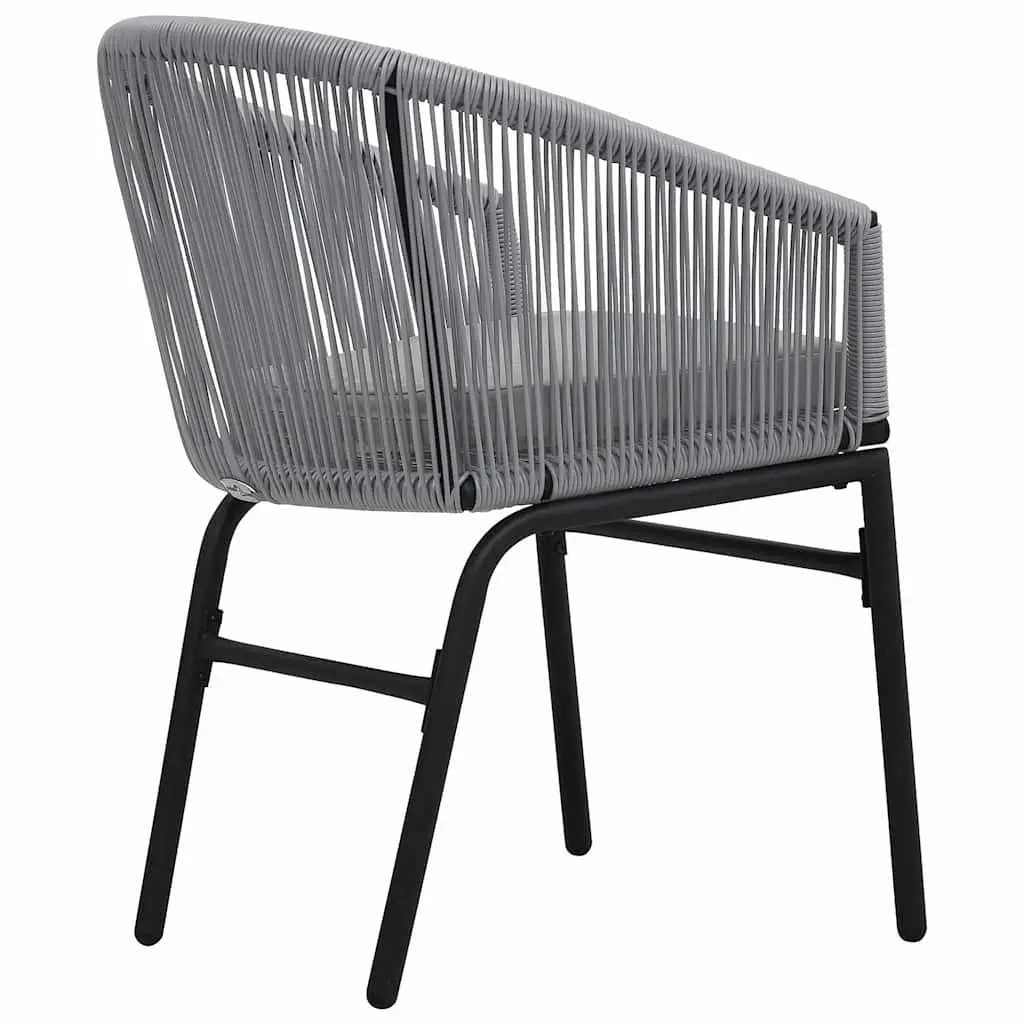3 Piece Bistro Lounge Set Outdoor Grey PE Rattan Chairs Side Table Cushions