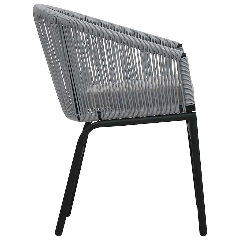 3 Piece Bistro Lounge Set Outdoor Grey PE Rattan Chairs Side Table Cushions