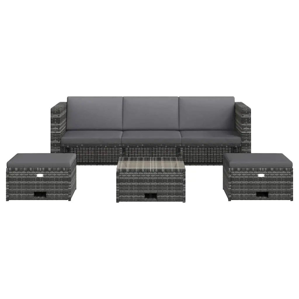 Outdoor Furniture Set 4 Piece Garden Lounge Poly Rattan Sofa Table with Cushions