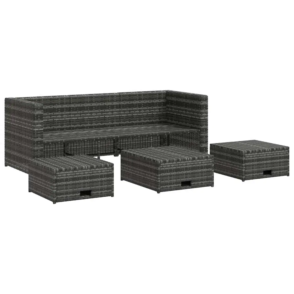 Outdoor Furniture Set 4 Piece Garden Lounge Poly Rattan Sofa Table with Cushions