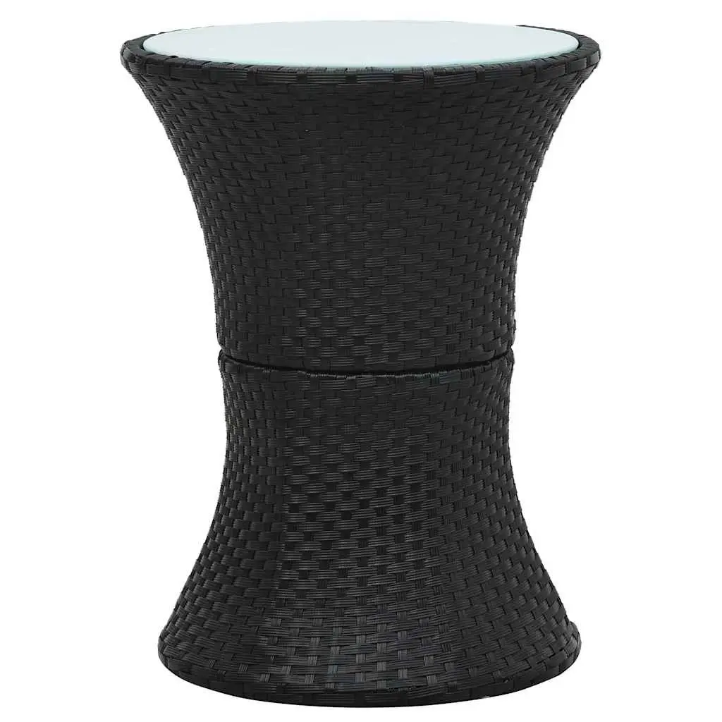 Drum Shape Garden Side Table Outdoor Rattan Black Easy Assembly Leisure