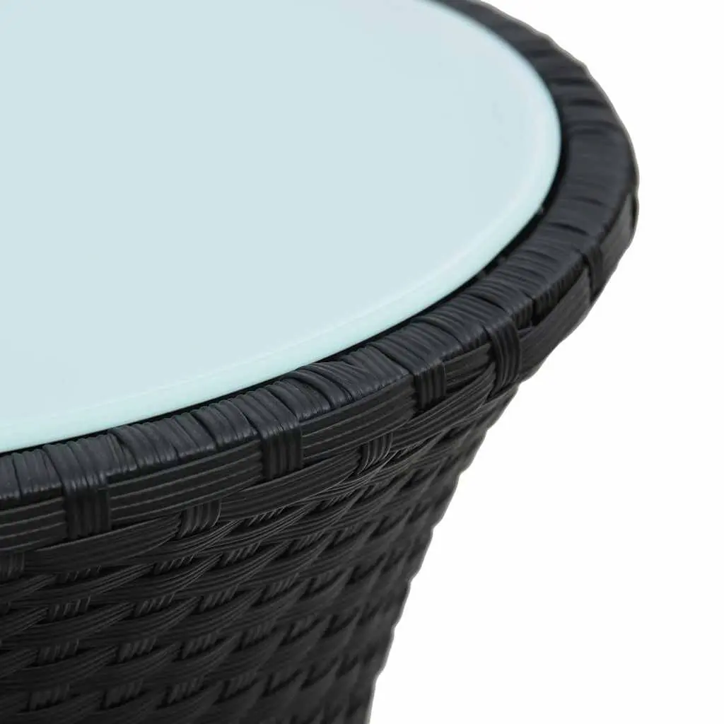 Drum Shape Garden Side Table Outdoor Rattan Black Easy Assembly Leisure
