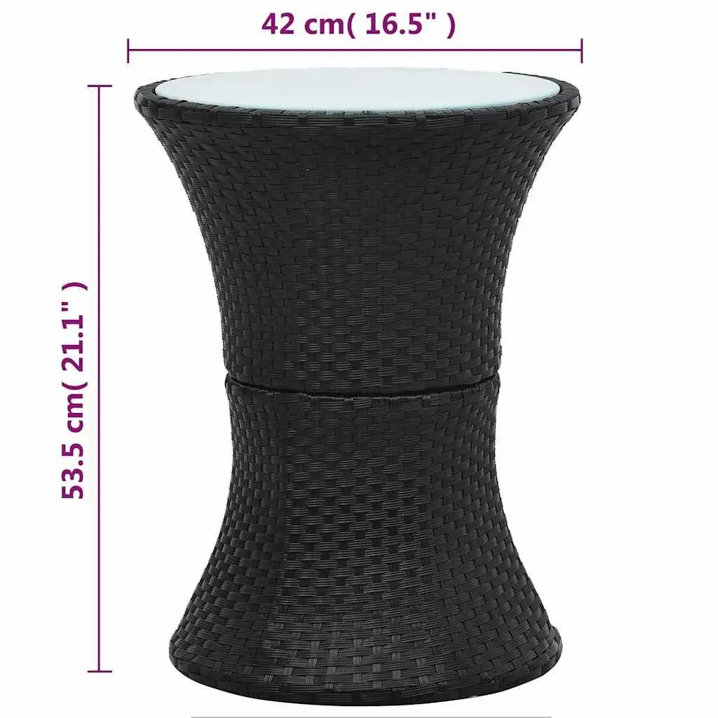 Drum Shape Garden Side Table Outdoor Rattan Black Easy Assembly Leisure