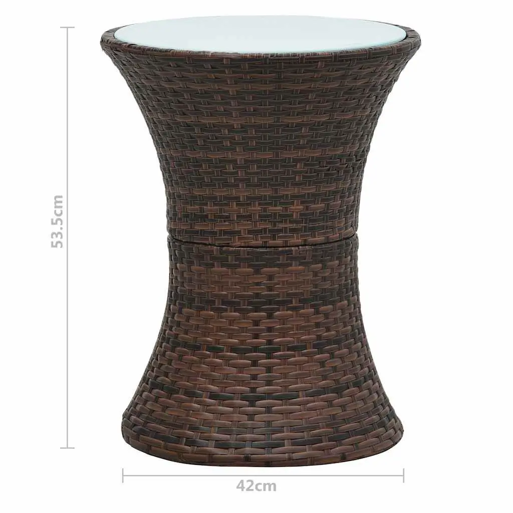 Drum Shape Garden Side Table Outdoor Furniture Brown Poly Rattan Weather