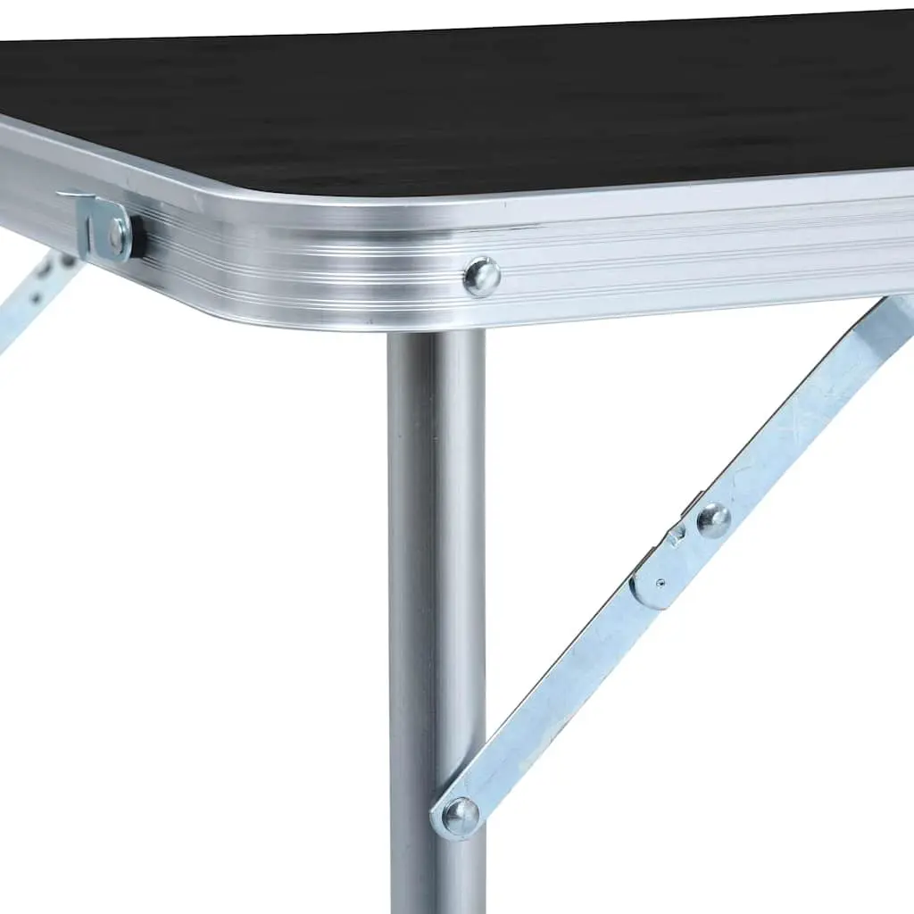 Foldable Camping Table Grey Adjustable Height Portable Outdoor Picnic Garden