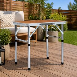 Folding Camping Table: 60x45 cm, Brown Aluminum Design