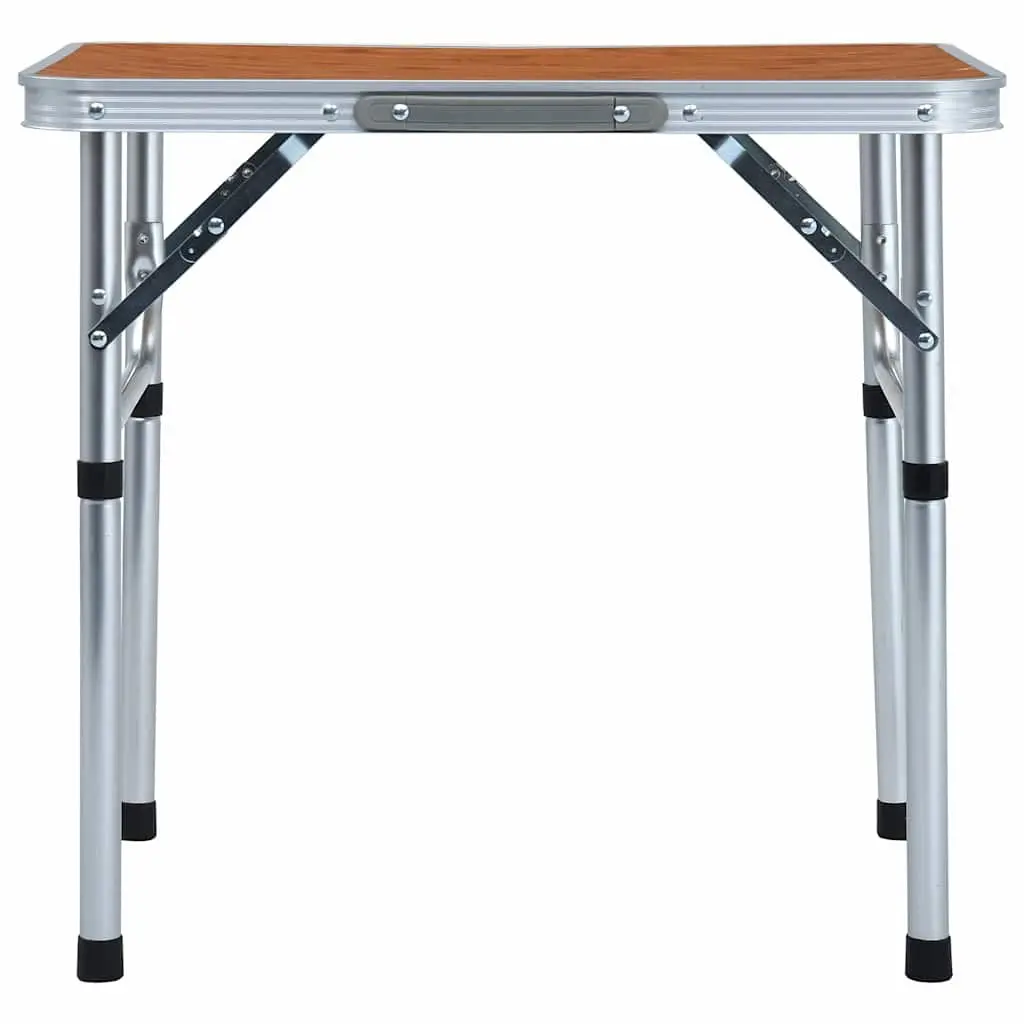 Folding Camping Table Brown Outdoor Picnic BBQ Portable Lightweight Aluminum