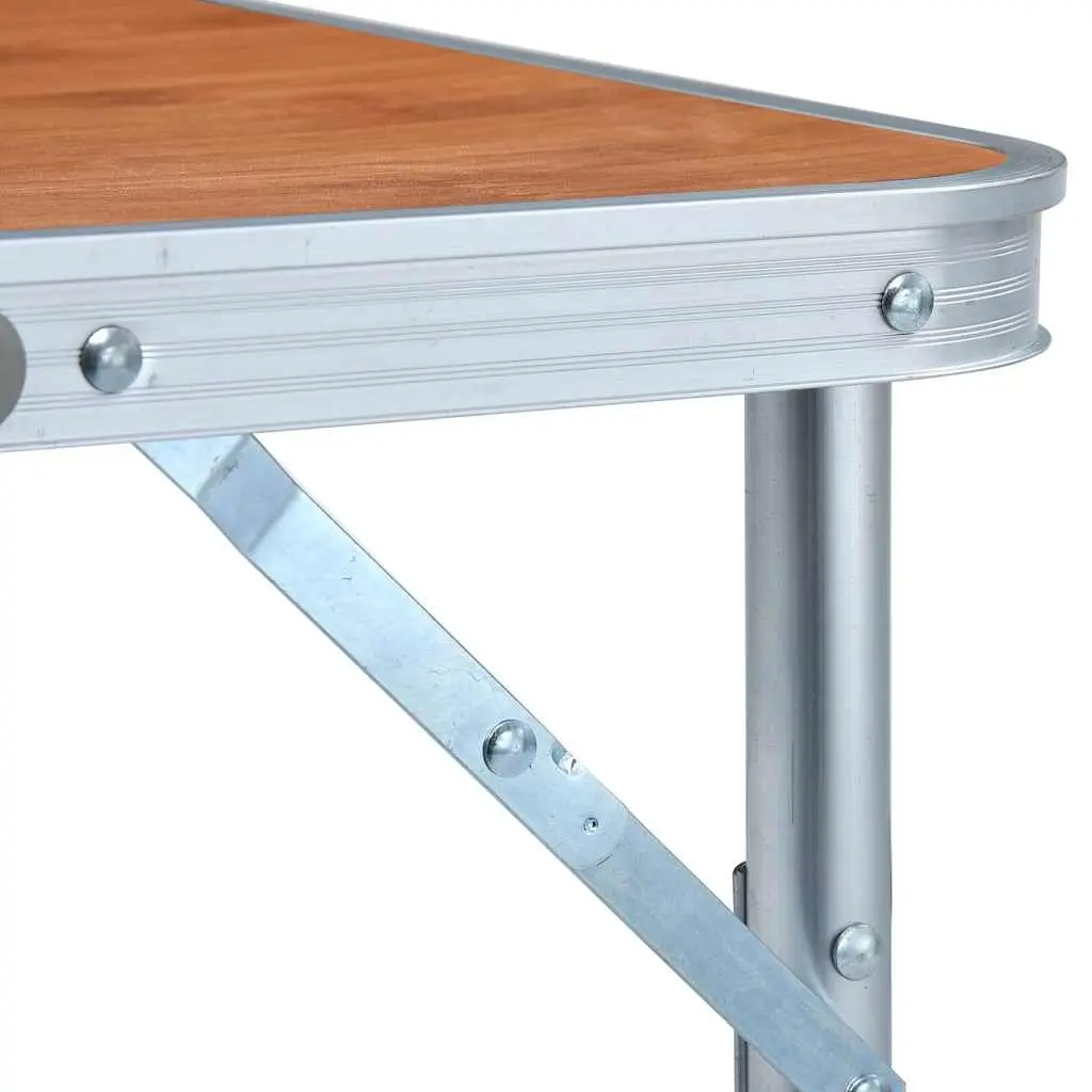 Folding Camping Table Brown Outdoor Picnic BBQ Portable Lightweight Aluminum