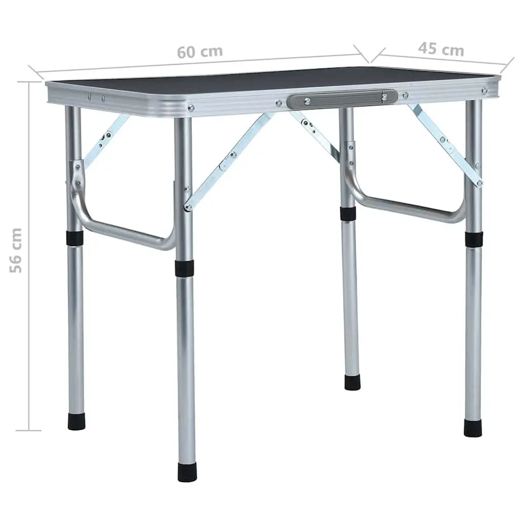 Folding Camping Table Grey Lightweight Portable Outdoor 60 x 45 cm
