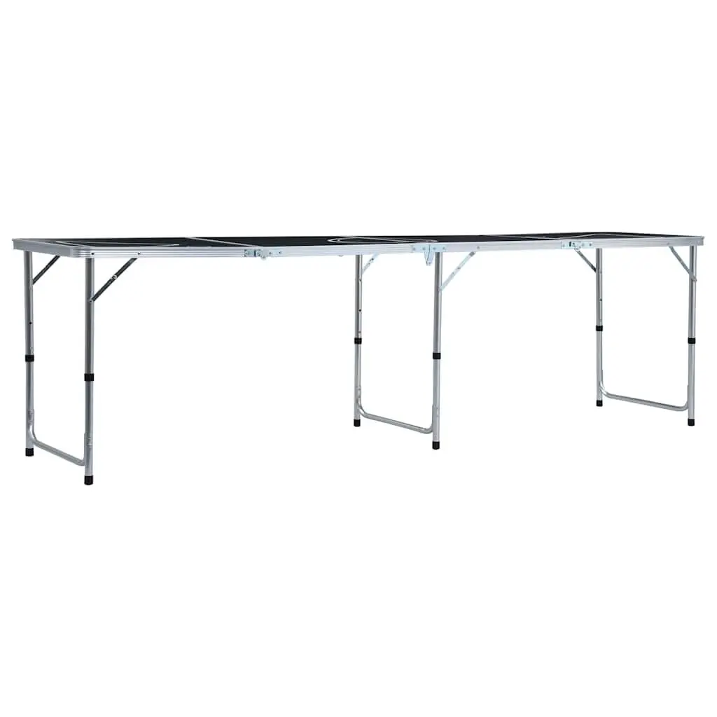 Folding Beer Pong Table 240 cm Black Portable Party Drinking Game Indoor Outdoor