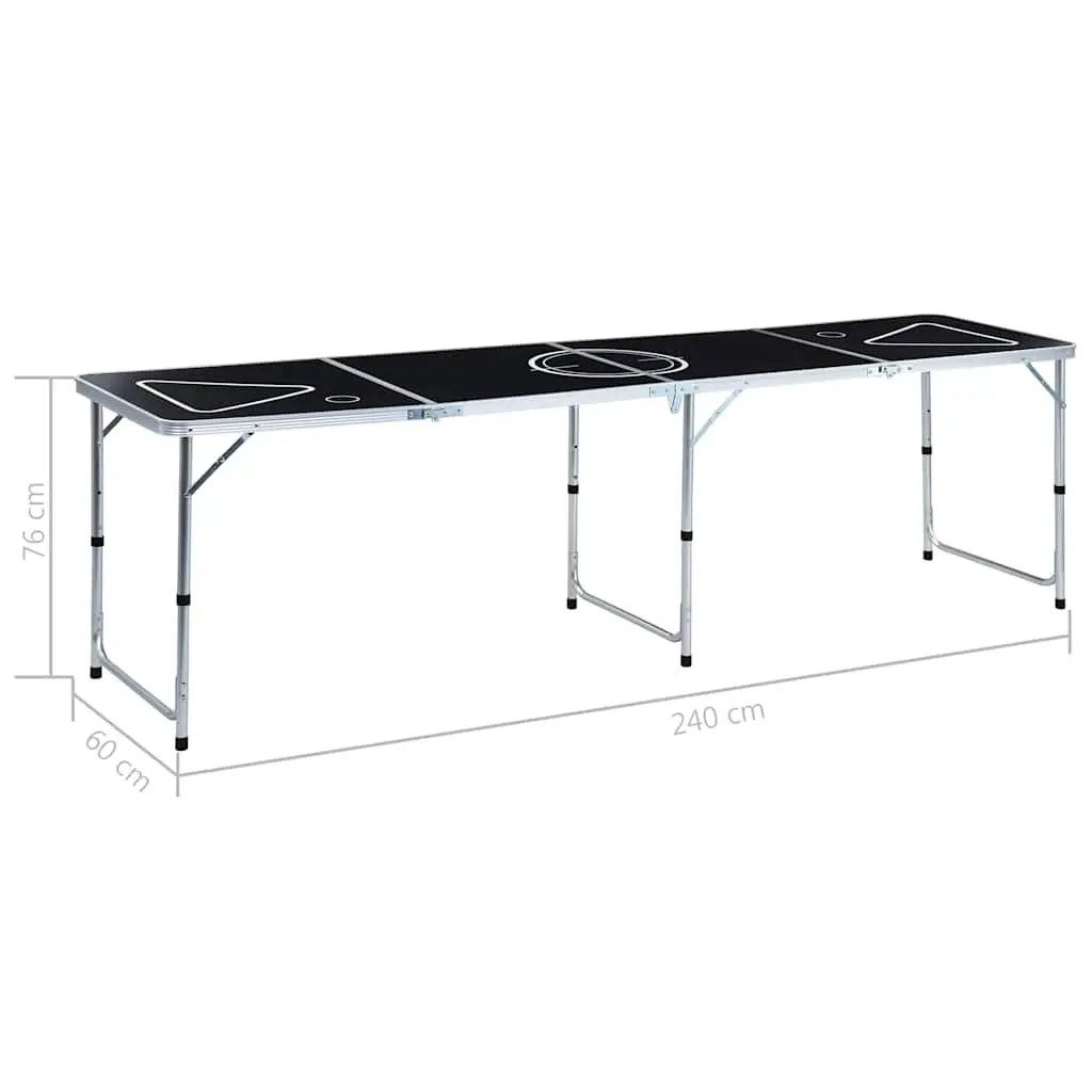 Folding Beer Pong Table 240 cm Black Portable Party Drinking Game Indoor Outdoor