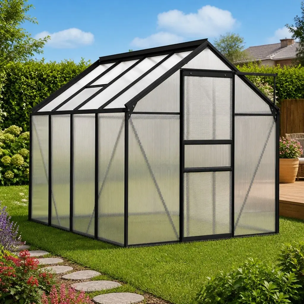 Anthracite Greenhouse with Polycarbonate Panels