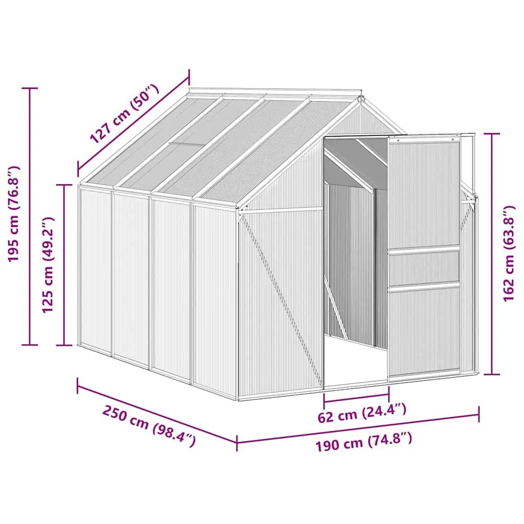 Anthracite Greenhouse with Polycarbonate Panels