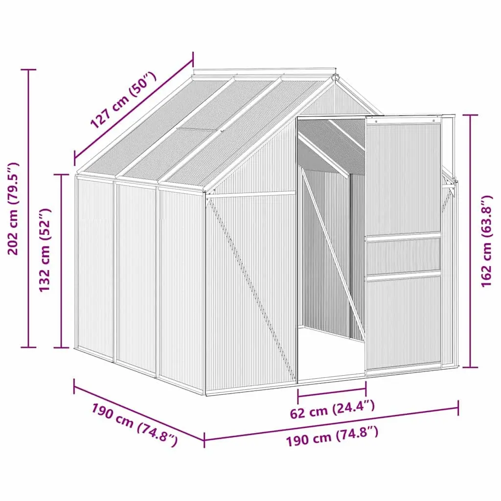 Greenhouse with Base Frame Anthracite Polycarbonate UV Resistant Panels 3.61m²