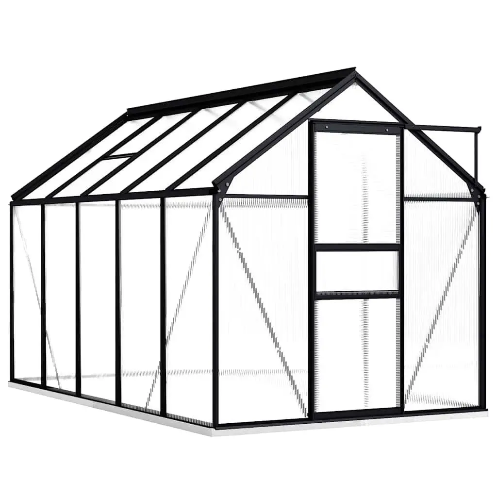 Greenhouse for Garden 5.89m² Anthracite Aluminium Polycarbonate Panels UV Resistant