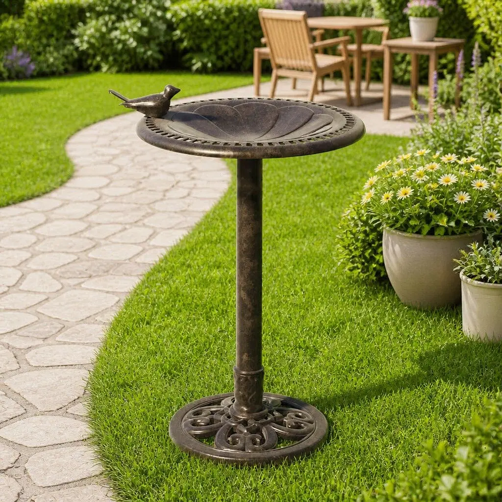Garden Bird Bath Outdoor Decor Pedestal Bowl