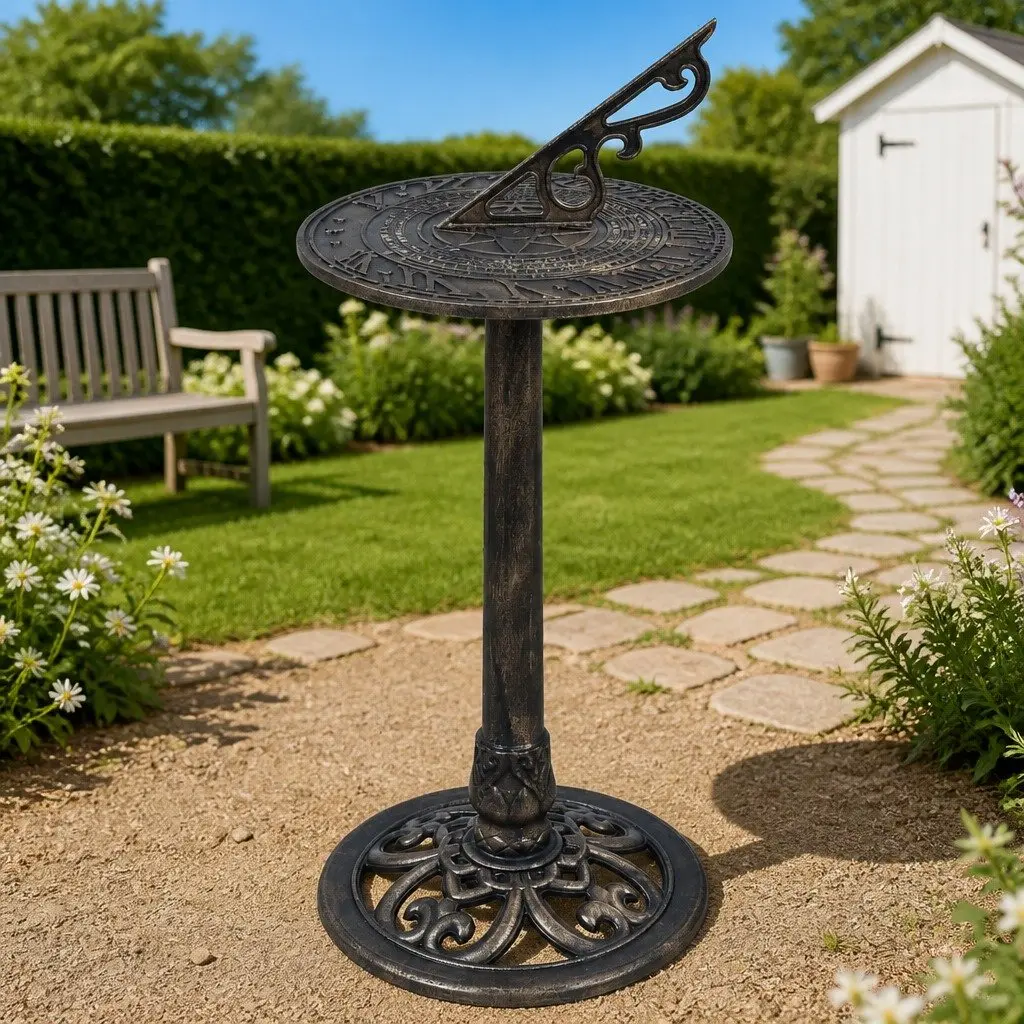 Garden Sundial Outdoor Patio Decor 35.5 x 82 cm