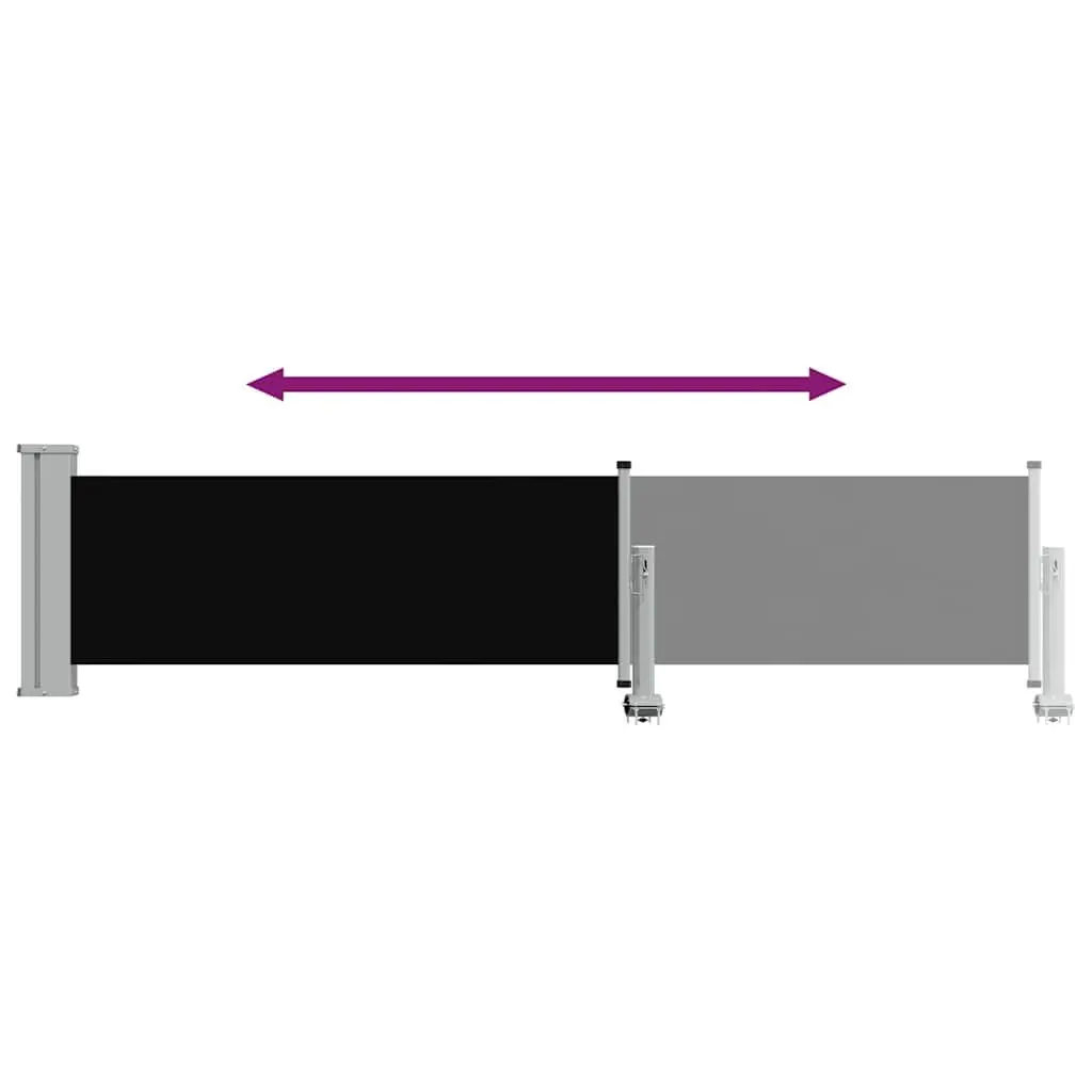 Patio Retractable Side Awning 60x300 cm Black Outdoor Shade Screen Privacy