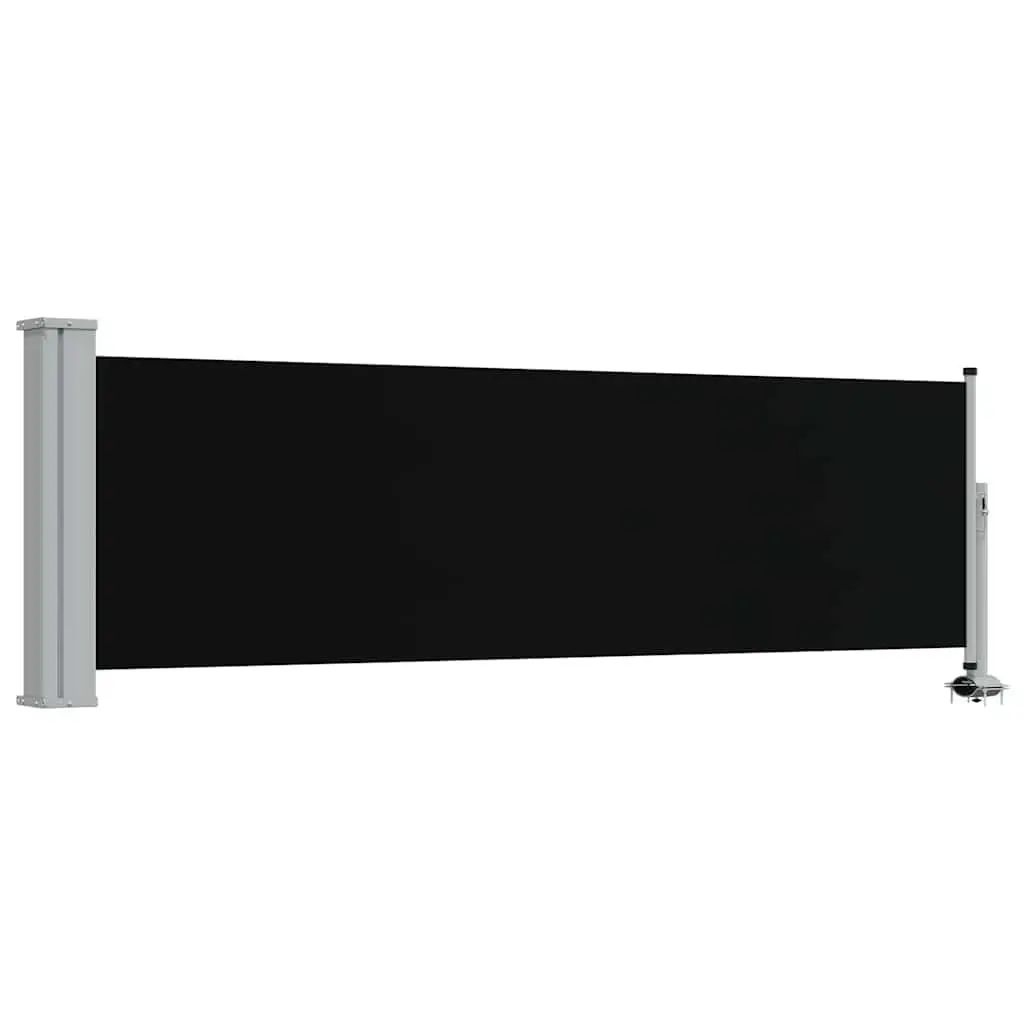 Retractable Side Awning for Patio 80x300cm Black Outdoor Privacy Screen Sunshade