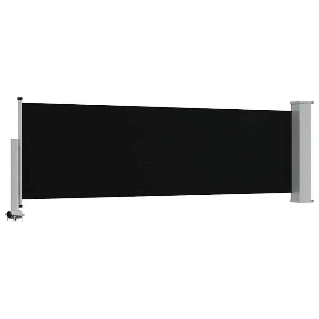Retractable Side Awning for Patio 80x300cm Black Outdoor Privacy Screen Sunshade