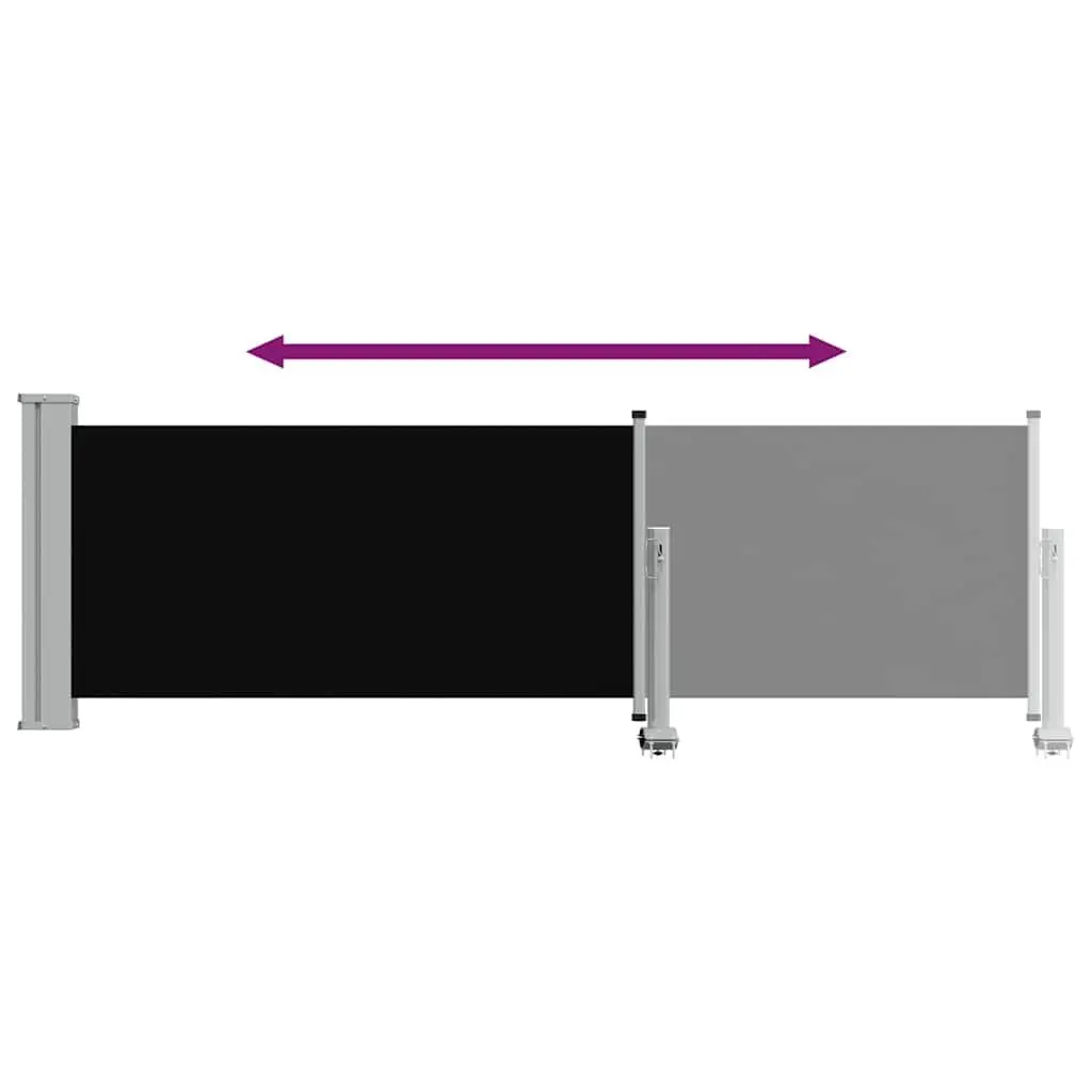 Retractable Side Awning for Patio 80x300cm Black Outdoor Privacy Screen Sunshade