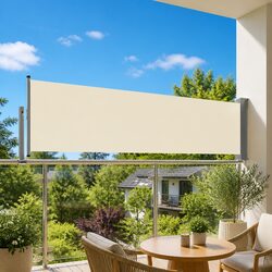 Cream Side Awning, 80x300 cm, Steel & Polyester Build