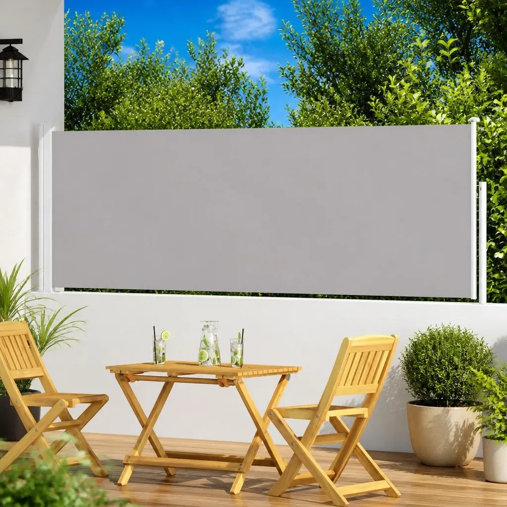 Patio Retractable Side Awning 100x300 cm Grey Privacy Screen Sunshade