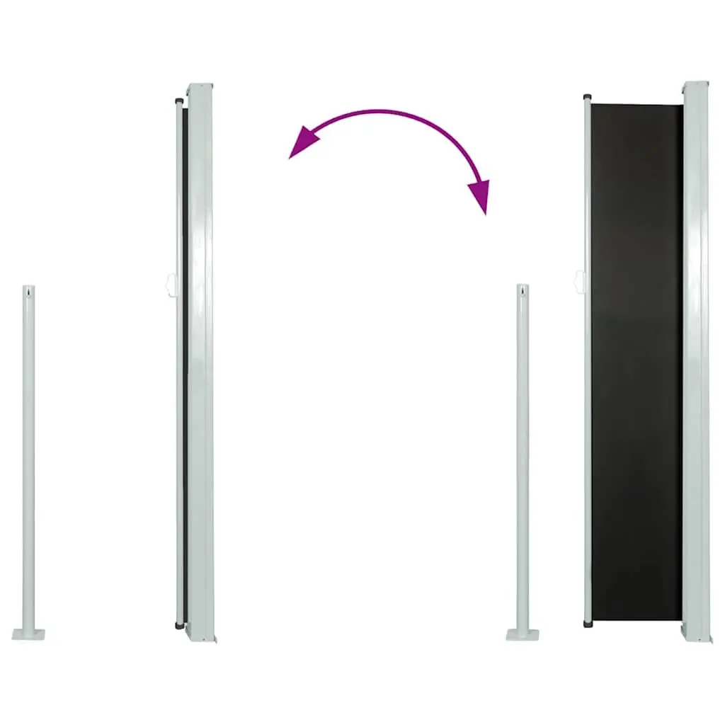 Patio Side Awning Retractable Screen 100x500 cm Black Outdoor Shade Privacy