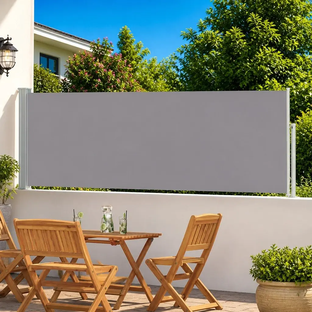 Retractable Side Awning 100x500 cm Grey UV-Resistant