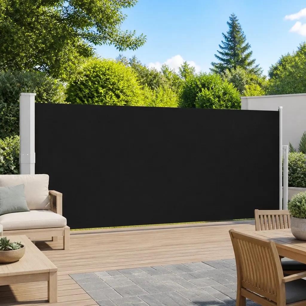 Black Retractable Side Awning 140x500 cm