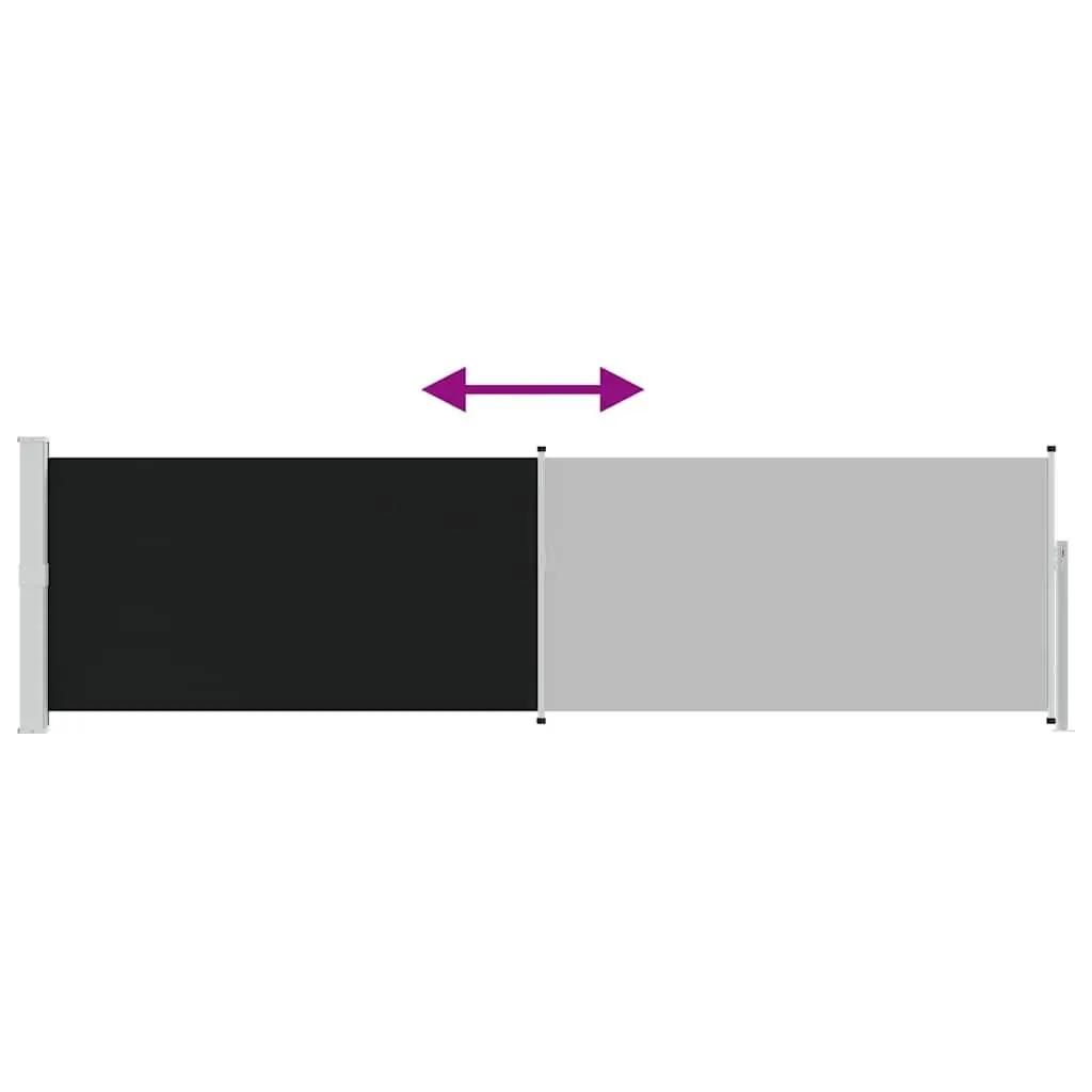 Black Retractable Side Awning 140x500 cm