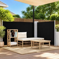 Retractable Side Awning Black 100x600cm with UV Protection