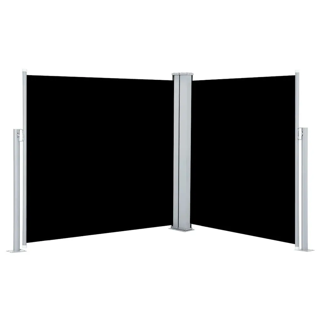 Retractable Side Awning Black 100x600cm with UV Protection