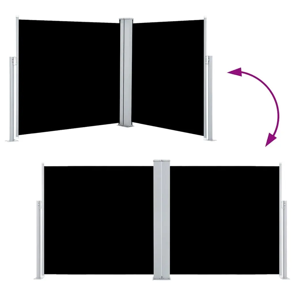 Retractable Side Awning Black 100x600cm with UV Protection