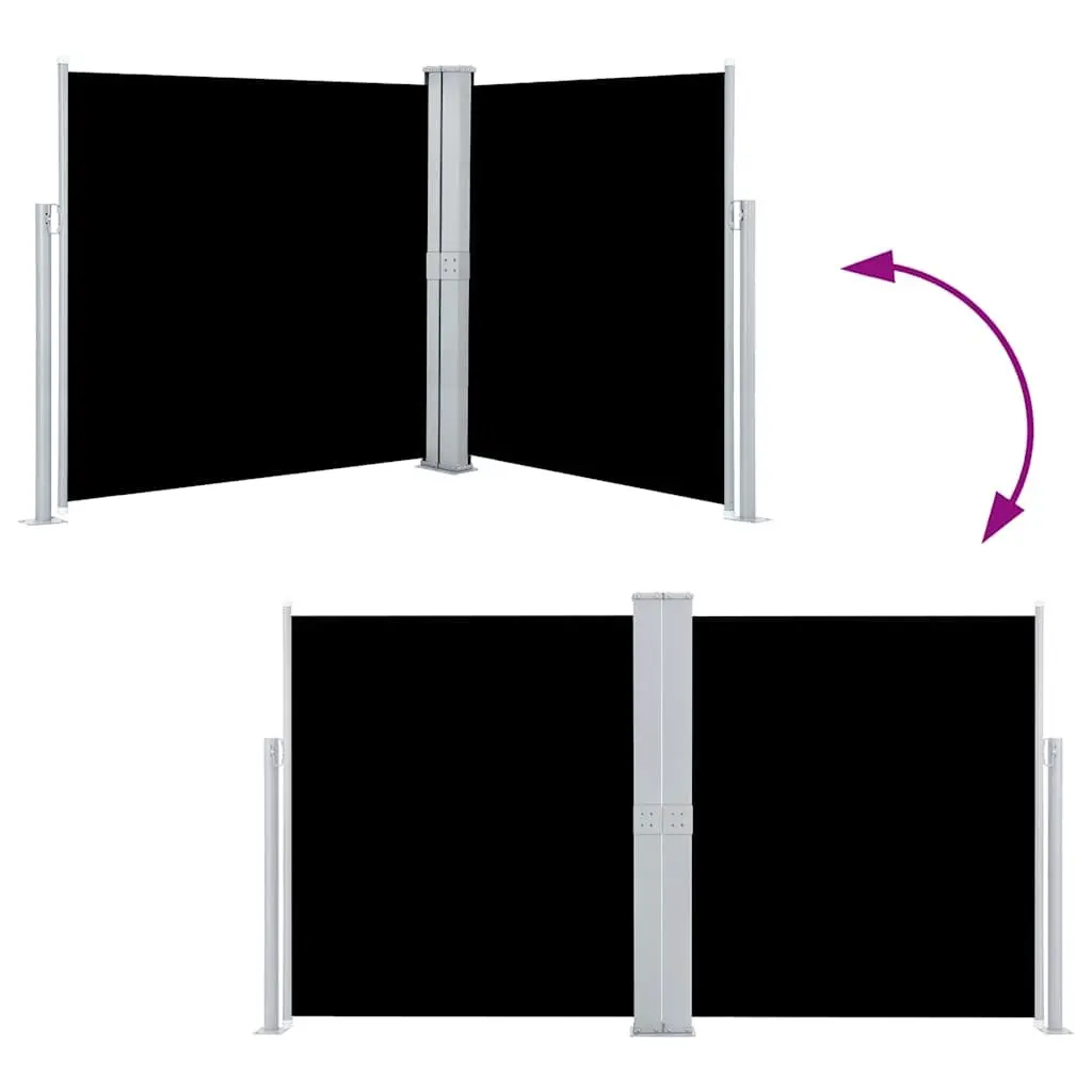 Retractable Side Awning Black 140x600cm Garden Patio Privacy Screen Shade