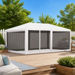 Party Tent 4x6m Outdoor Gazebo Canopy Mesh Sidewalls Wedding Events White