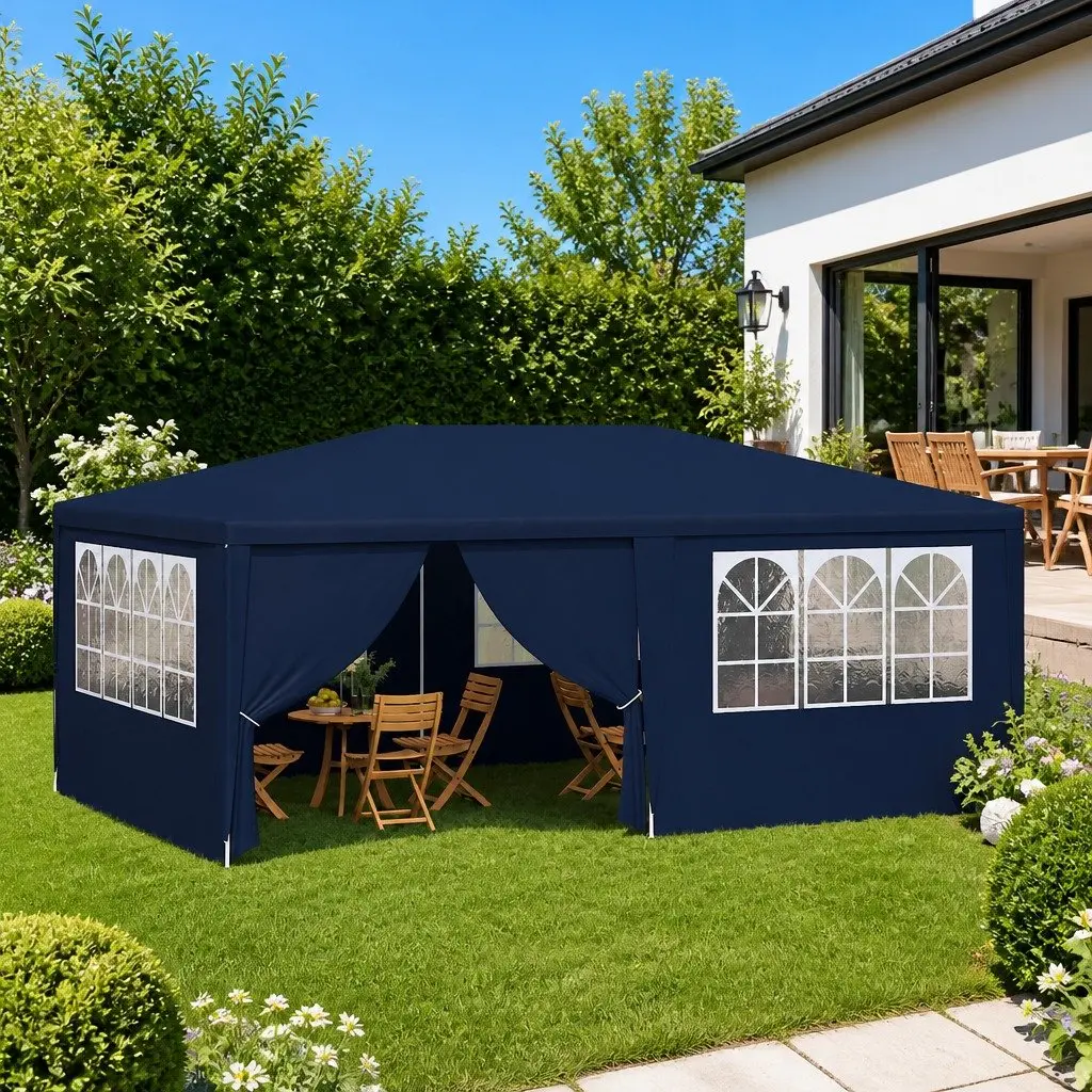 Party Tent Outdoor Use 4x6m with Side Walls Blue