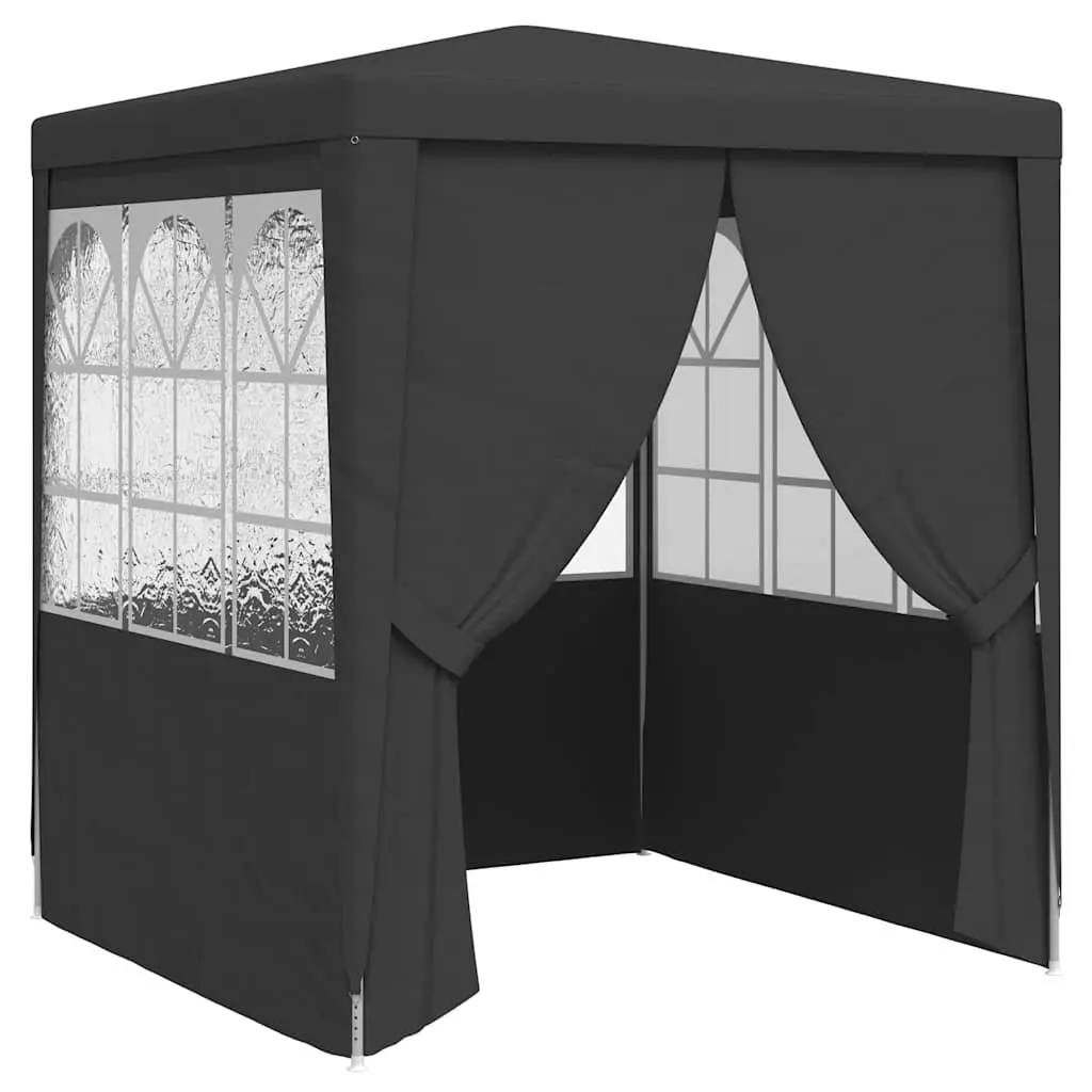 Party Tent Outdoor Use 2x2m Anthracite with Side Walls Windows and Door