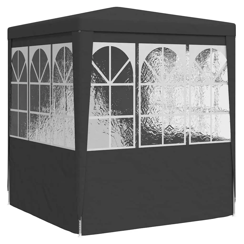 Party Tent Outdoor Use 2x2m Anthracite with Side Walls Windows and Door