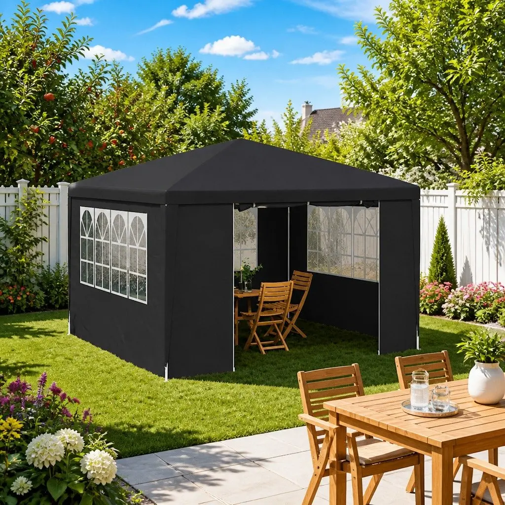 Party Tent Outdoor Garden 4x4 m Anthracite Canopy with Side Walls
