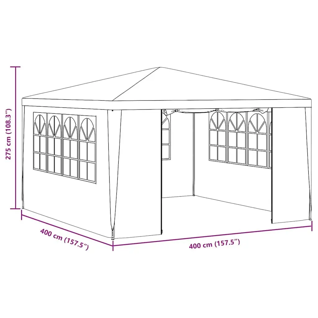 Party Tent Outdoor Garden 4x4 m Anthracite Canopy with Side Walls