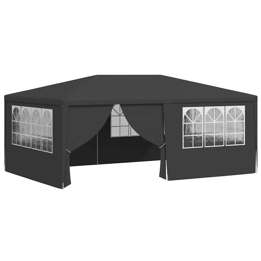 Party Tent 4x6 m Anthracite Outdoor Marquee with Side Walls Windows Door